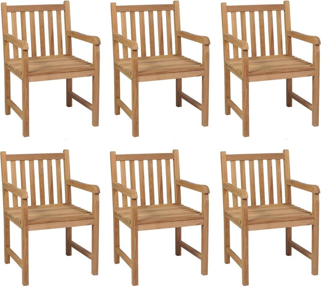 vidaXL Gartenstühle 6 Stk. mit Blauen Kissen Massivholz Teak