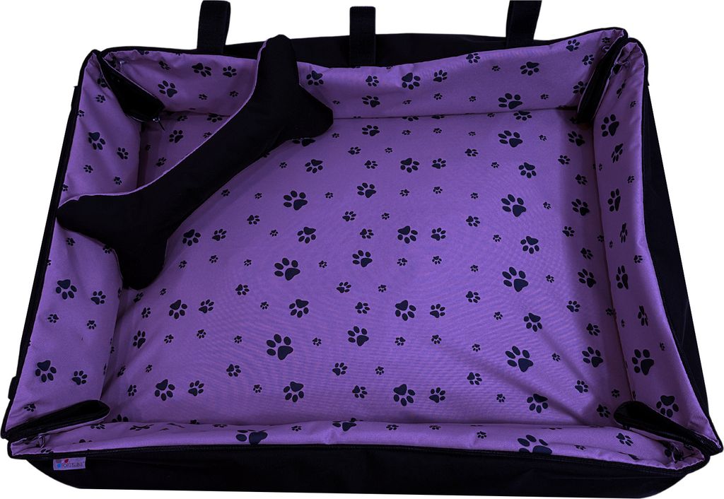 Premium Hundebett Oksana XL 120x90x20cm Pfoten Lila/Schwarz