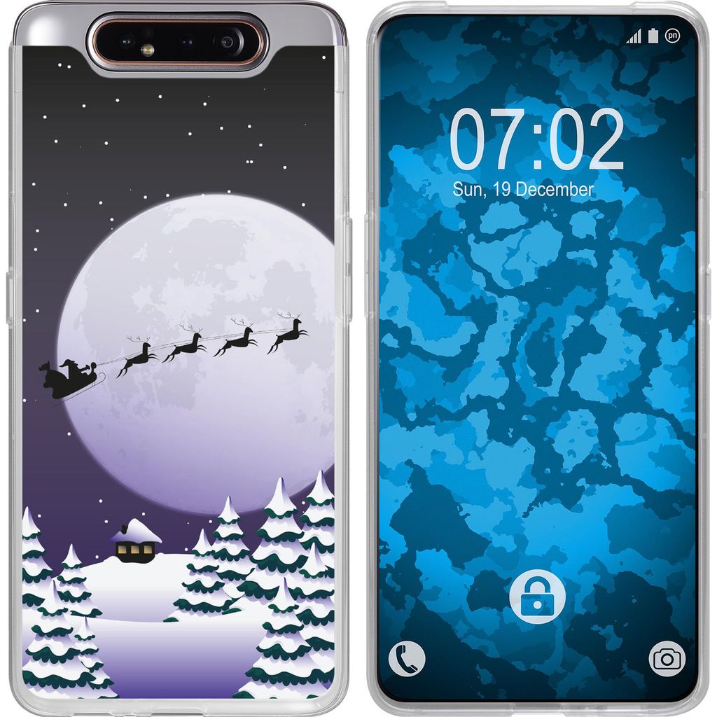 PhoneNatic Case kompatibel mit Samsung Galaxy A80 Silikon-Hülle X Mas Weihnachten Santa - Night M5