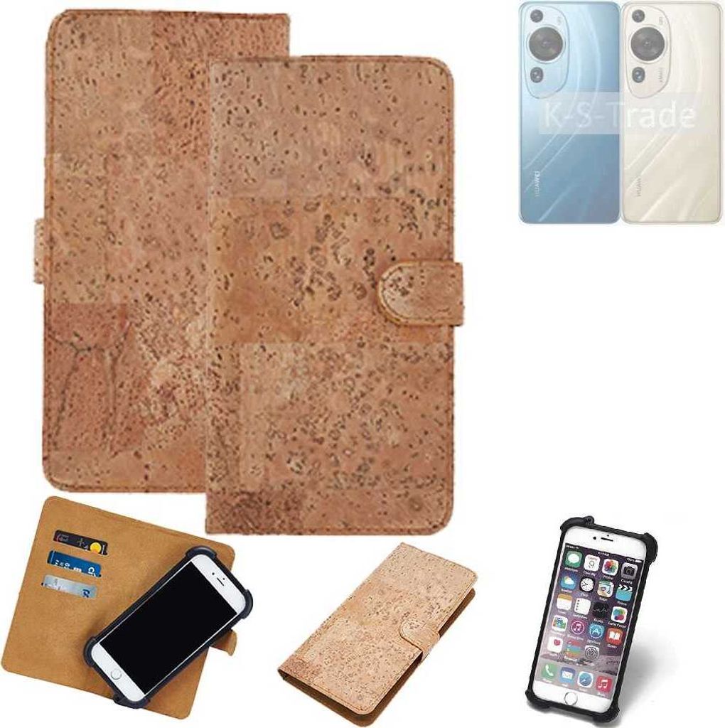 K-S-Trade Hülle kompatibel mit Huawei P60 Kork Handyhülle Cover Schutzhülle TPU Case Bumper in Hellbraun, (1x)