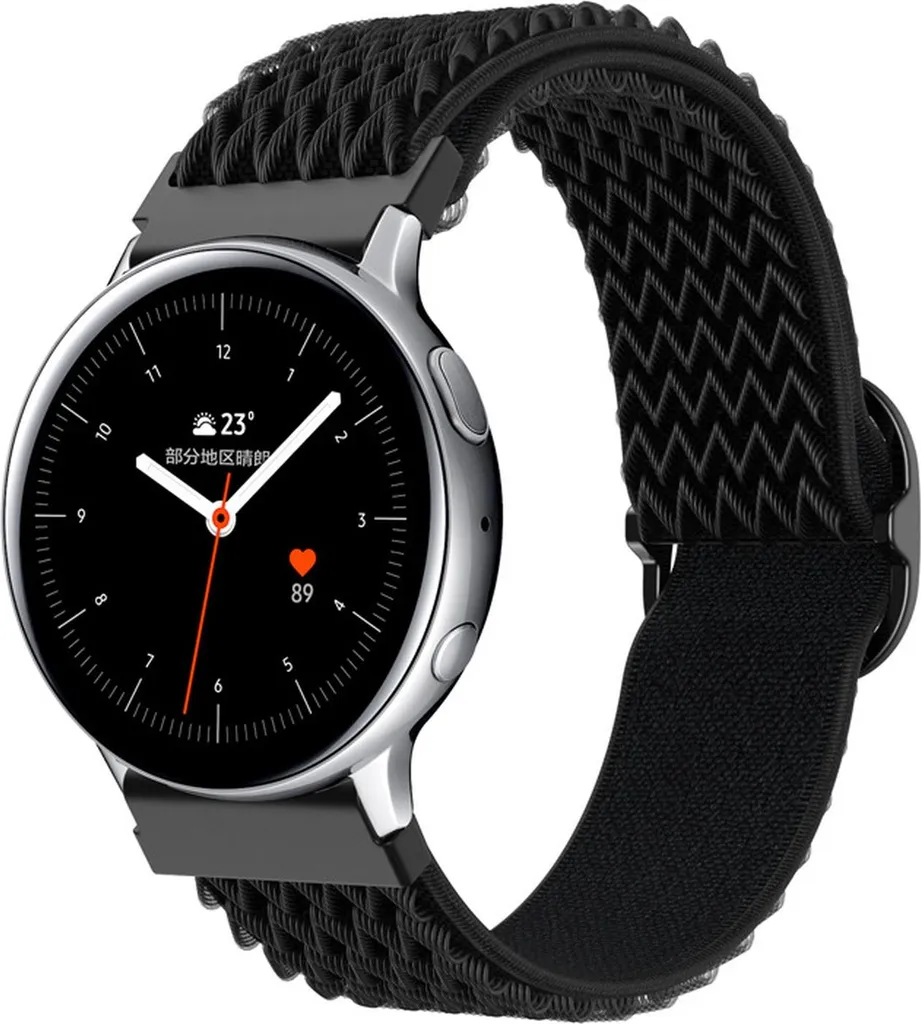 Cinturino da 20 mm per Samsung Galaxy Watch 42 mm /3/4/5/Huawei Watch 2 Nokia Steel LG Watch Sport in nero