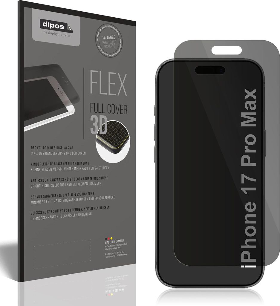 Full Cover Privacy Blickschutzfolie für Apple iPhone 17 Pro Produktbild 