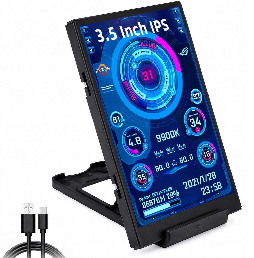 Ekran dodatkowy wyświetlacz 3.5'' IPS USB C Monitor LCD CPU