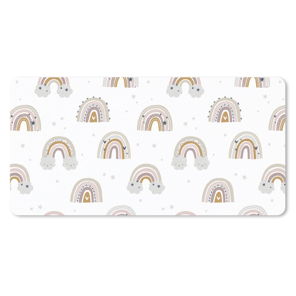 MuchoWow Schreibtischunterlage Mädchen - Muster - Regenbogen 80x40 cm - XXL Mauspad - Gaming Mauspad