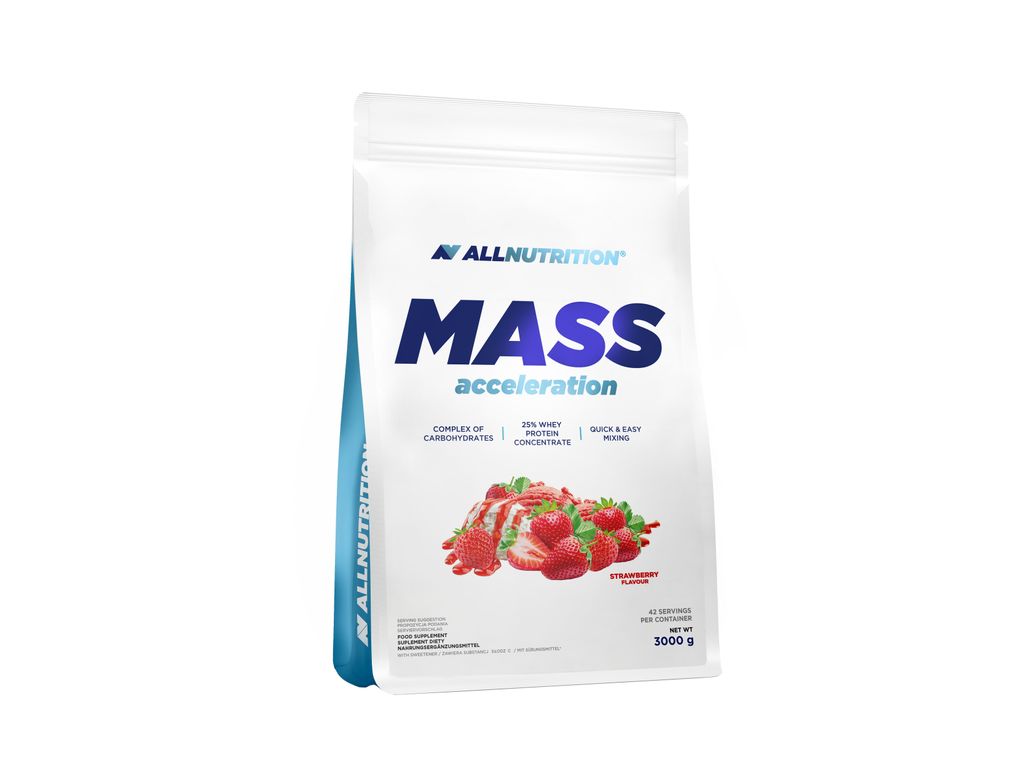 ALLNUTRITION Mass 3000g Erdbeere Gainer Massenaufbau Protein Kohlenhydrate