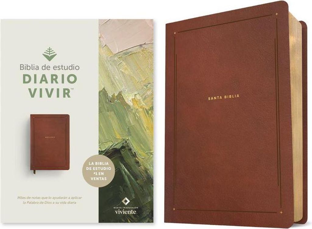 Biblia de Estudio del Diario Vivir Ntv (Sentipiel, Café, Letra Roja)