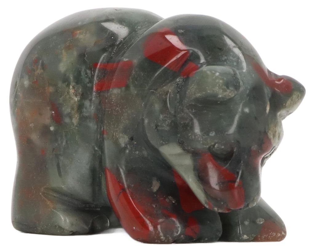 Handgeschnitzte Edelstein-Kristall-Bär-Figur, Tierstatue, 3,8 cm, Bürodekoration, Heimkollektion, Blutstein