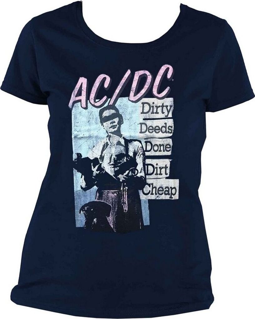 AC/DC - "Dirty Deeds Done Dirt Cheap" T-Shirt für Damen RO2856 (L) (Marineblau)