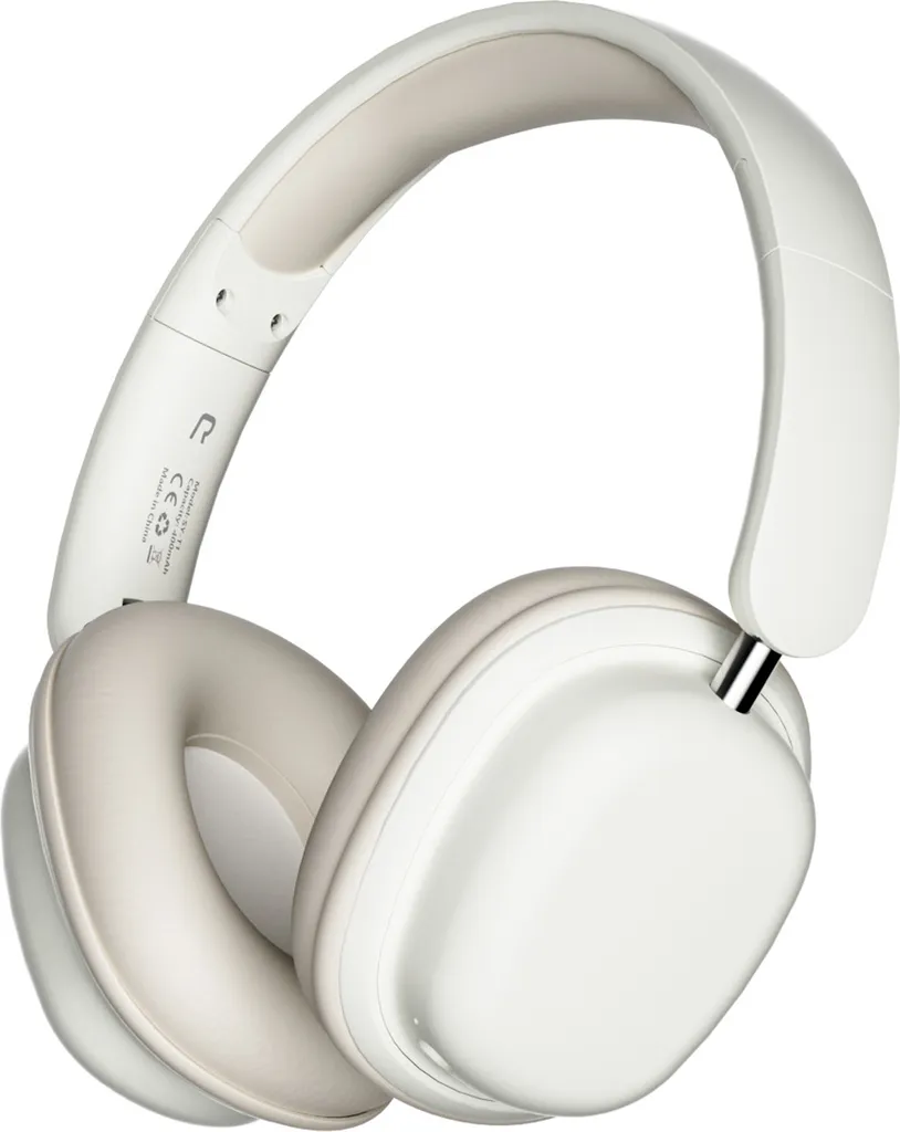 Cuffie wireless montate sulla testa, bobina dinamica da 40 mm | cancellazione del rumore vocale con due microfoni, pieghevoli, ruotabili, design portatile, bianco