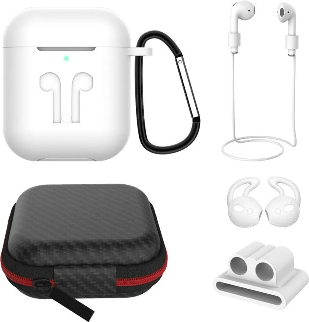 Set 6 Pezzi Custodia Silicone Bianco per AirPods - Kit Accessori Antiurto