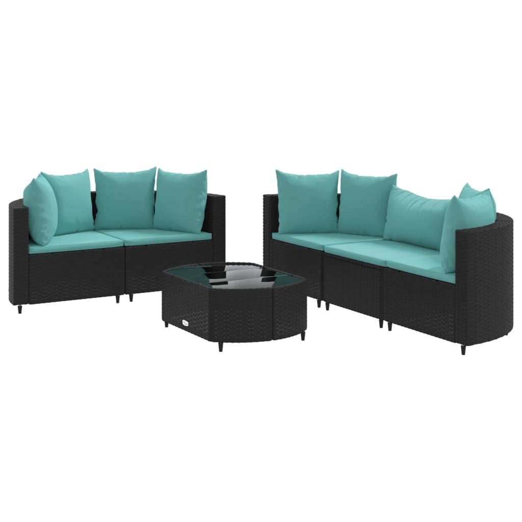 "WINTER SALE" 6-tlg. Garten-Lounge-Set - elegantes Design - Sitzgruppe/Gartengarnitur - mit Kissen Schwarz Poly Rattan - Terassenmöbel NeuMöbel81...