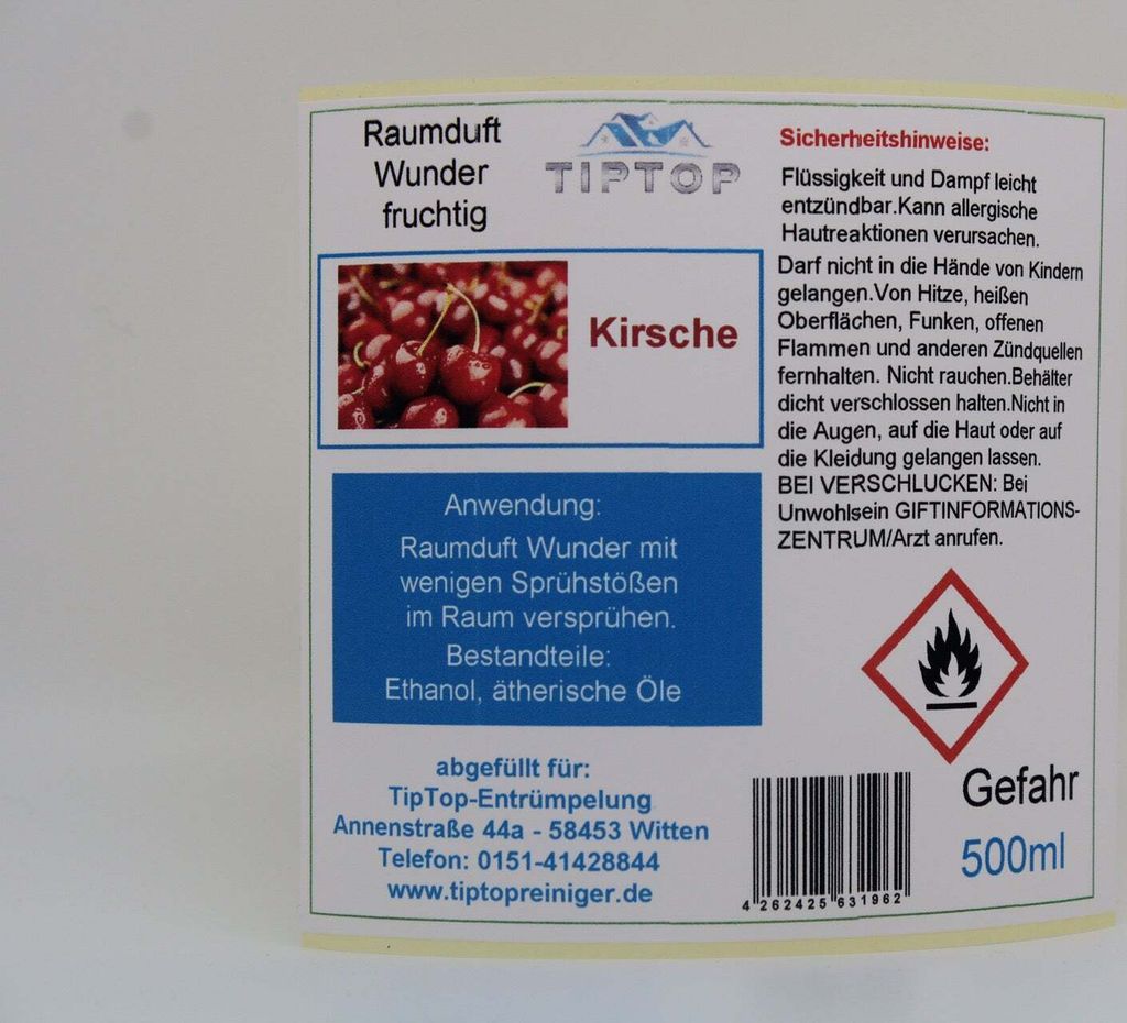 Raumduft - Wunder - 500 ml- fruchtig - mehrere Duftnoten zur Auswahl – Kirsche