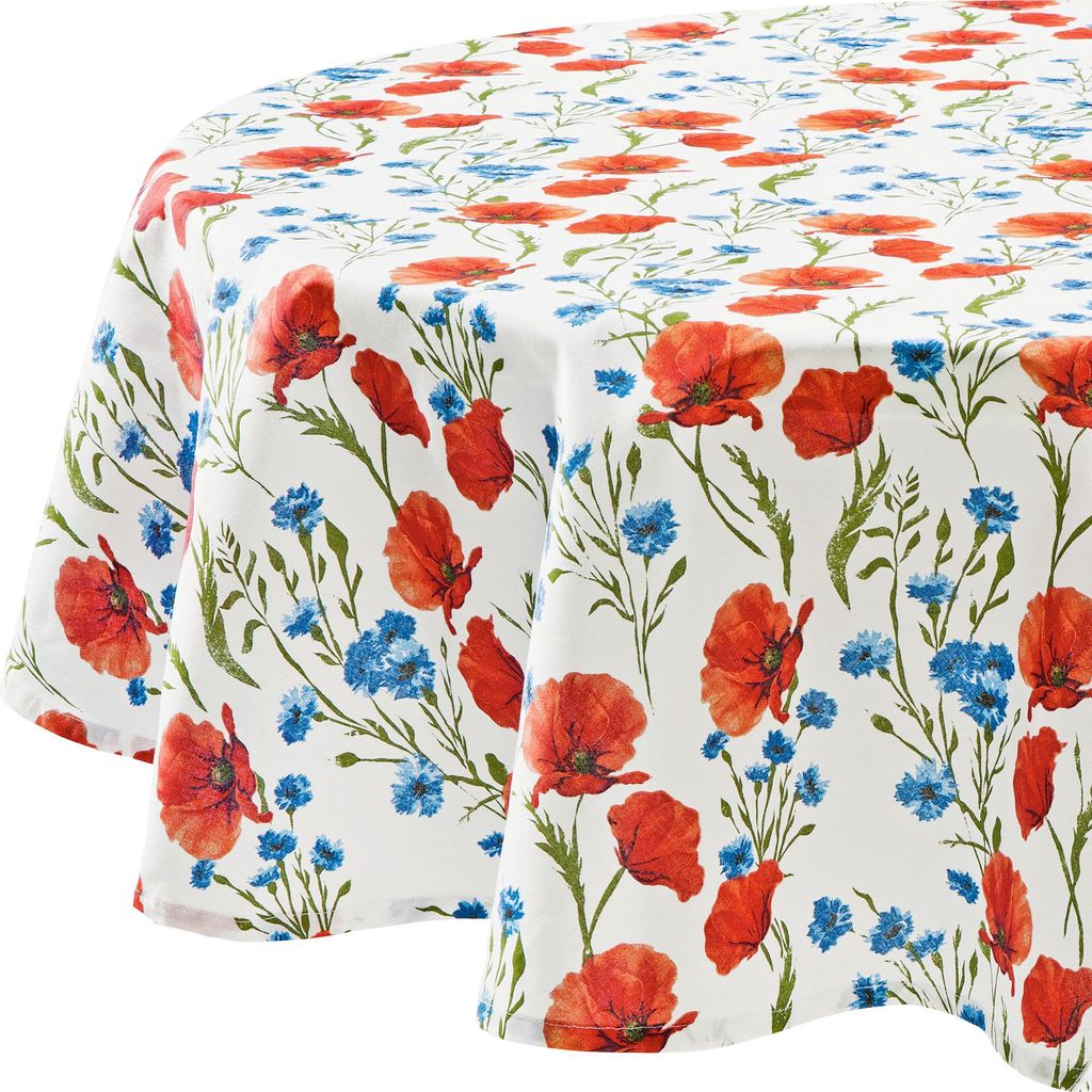 REDBEST Tischdecke Mohnblume rund: 160 cm Ø
