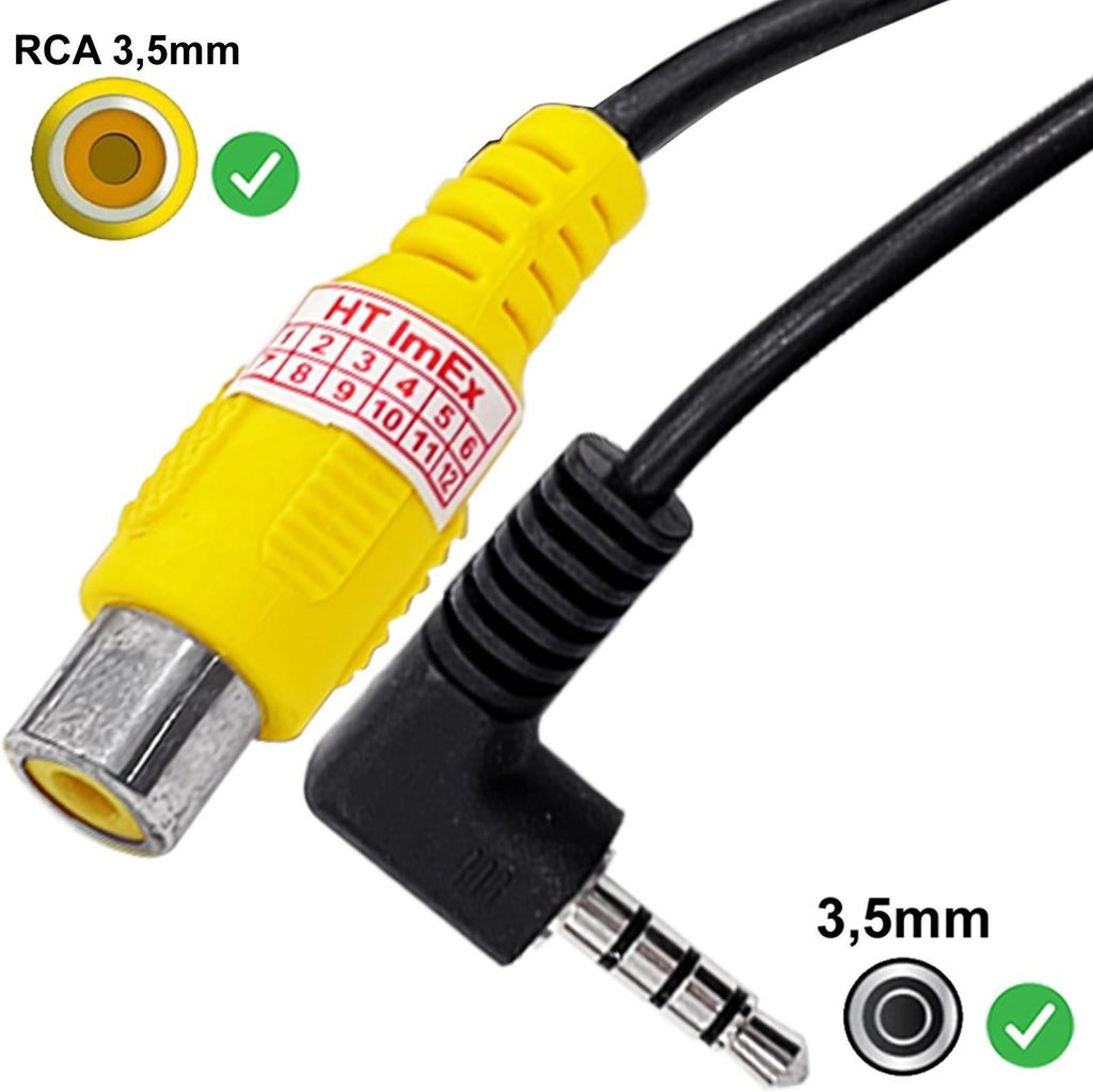 Rückfahrkamera Adapter RCA Cinch (f) Kupplung Buchse zu Klinke (m) Stecker 3,5mm