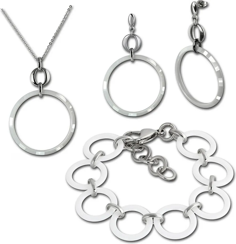 Parure brillante Amello argentée D2ESSX14W avec détails blanc éclatant