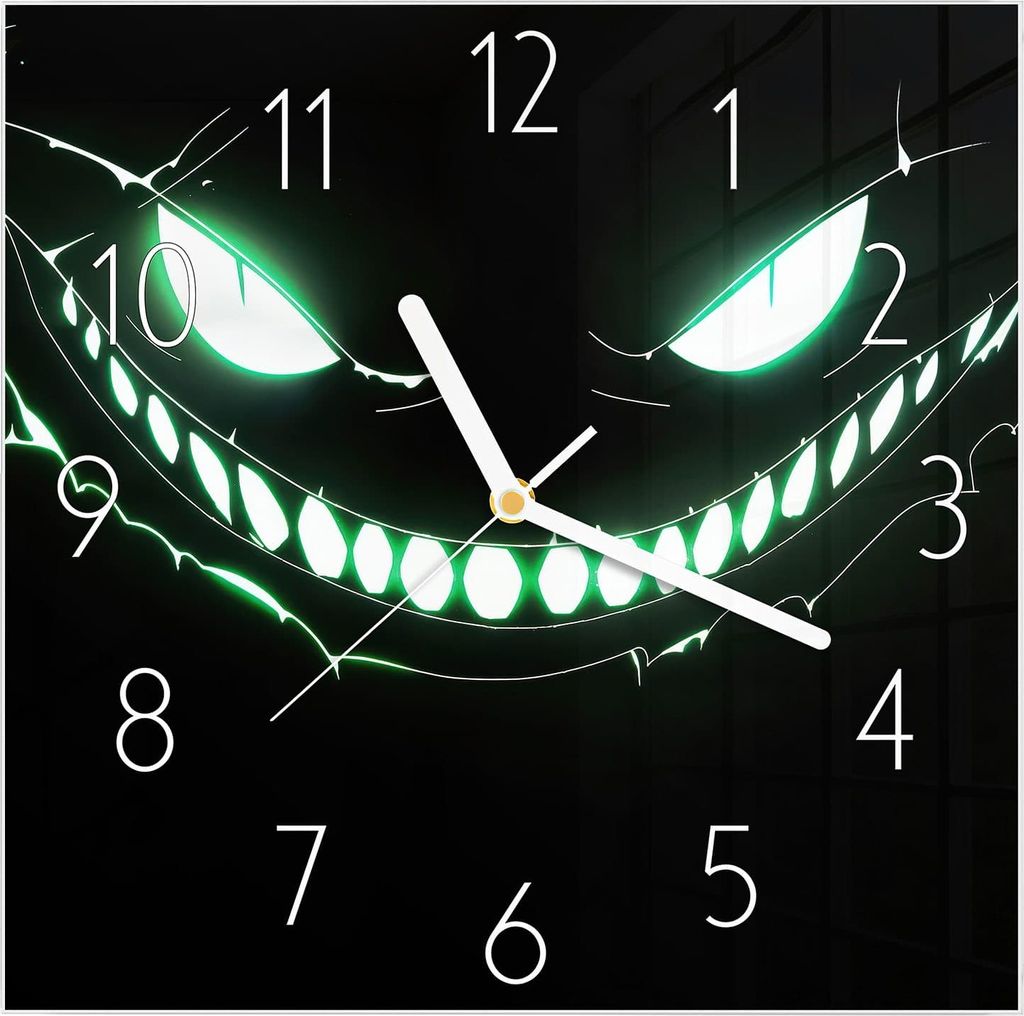 Wanduhr aus Glas mit Motiv Grinsendes Gesicht- 30 x 30 cm - inkl. Aufhängesystem