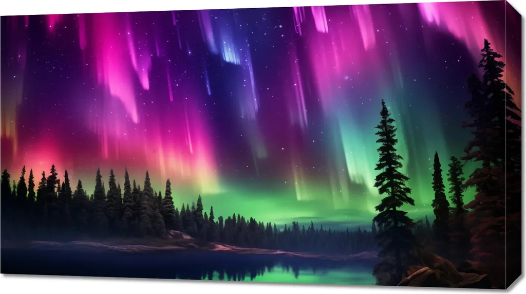 Offerta Quadro 90x50 Aurora Boreale - Tela Arredo Casa e Ufficio