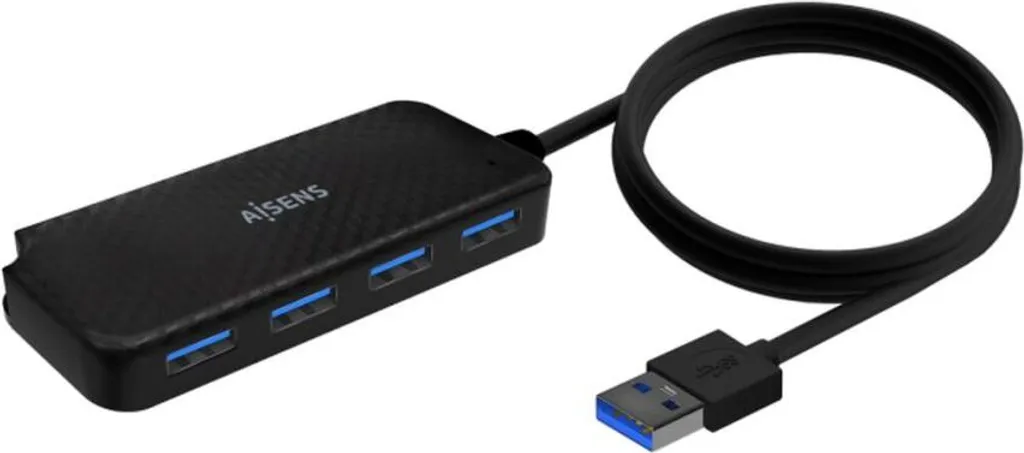 Hub USB 3.0 Aisens 4 Ports SuperSpeed 5Gbps Transfert de Données Rapide