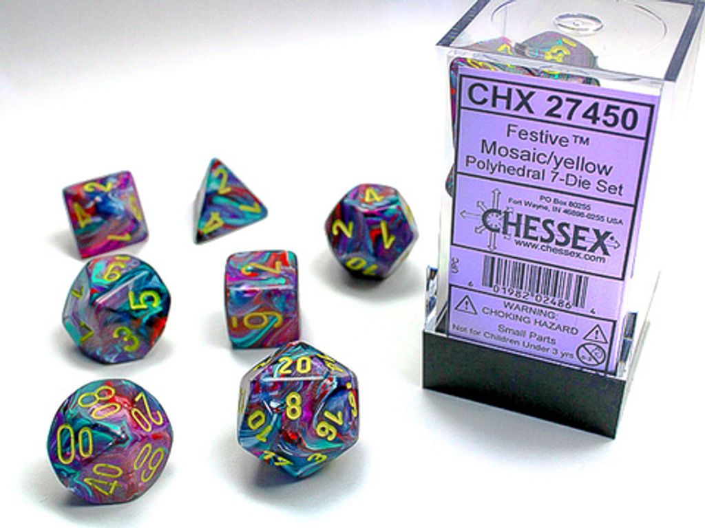 Chessex Festlich Mosaik gelbe Polydice Würfelset 7 Stück