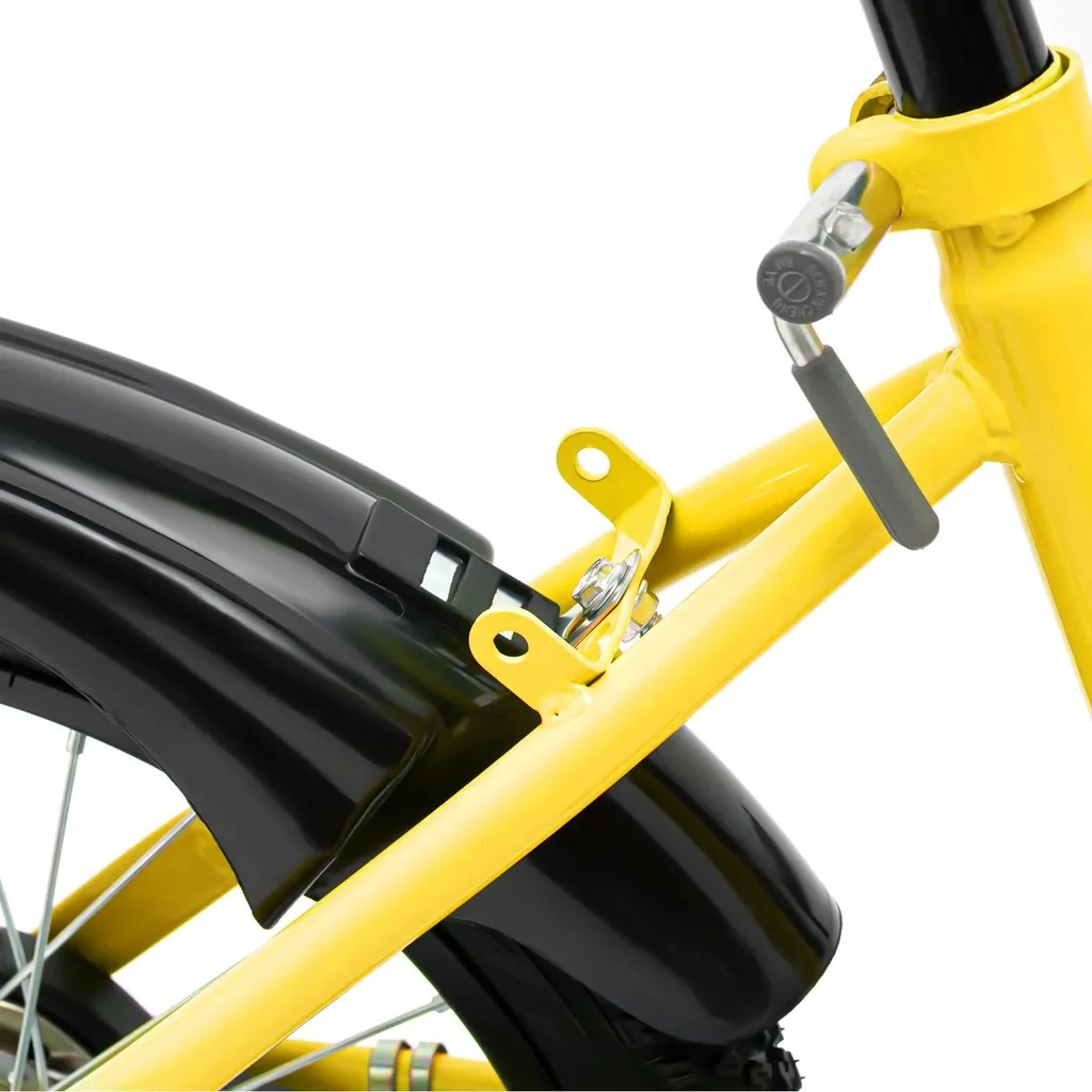 Vélo enfant 16 pouces jaune avec stabilisateurs et cadre acier robuste - 8