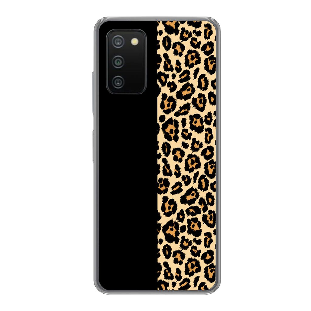 MuchoWow Handyhülle Schutzhülle Hülle für Samsung Galaxy A03s Panther Druck - Design - Tiere Silikon Softcase Handy Hülle - Schutz