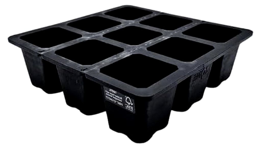 Saatgutschale XL für 9 Setzlinge – Anzuchttöpfe 6x6 cm – Aus Fair Trade Naturkautschuk – Nachhaltige und umweltfreundliche Aussaatplatten o...