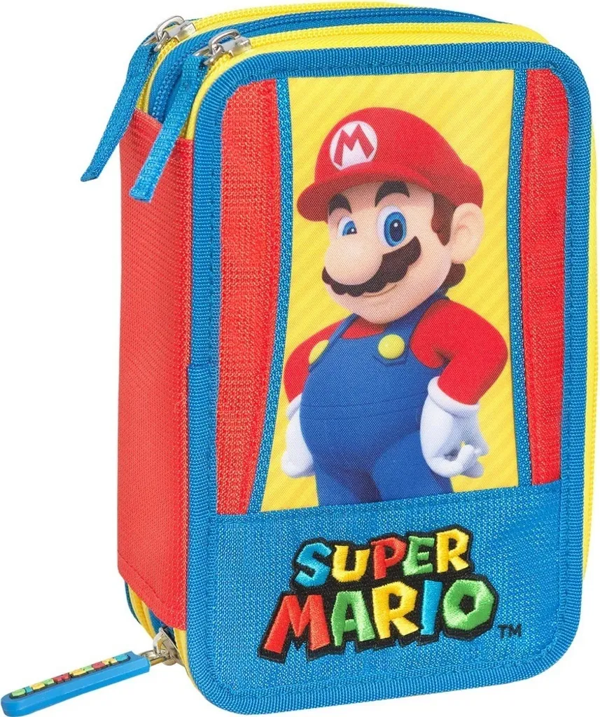 Astuccio 3 Zip Super Mario per Bambini - Organizzatore Scuola 20x13x7