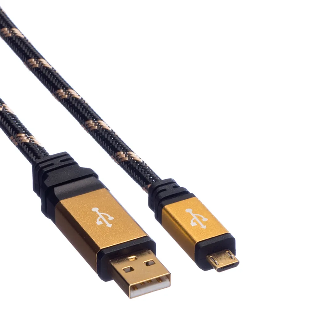 Câble USB 2.0 ROLINE GOLD Type A vers Micro B 1,8m haute performance - 3