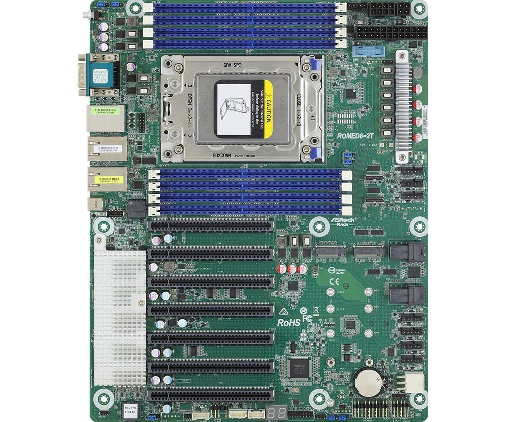 Asrock ROMED8-2T, AMD, LGA 4094, AMD EPYC, DDR4-SDRAM, 2 Produktbild 