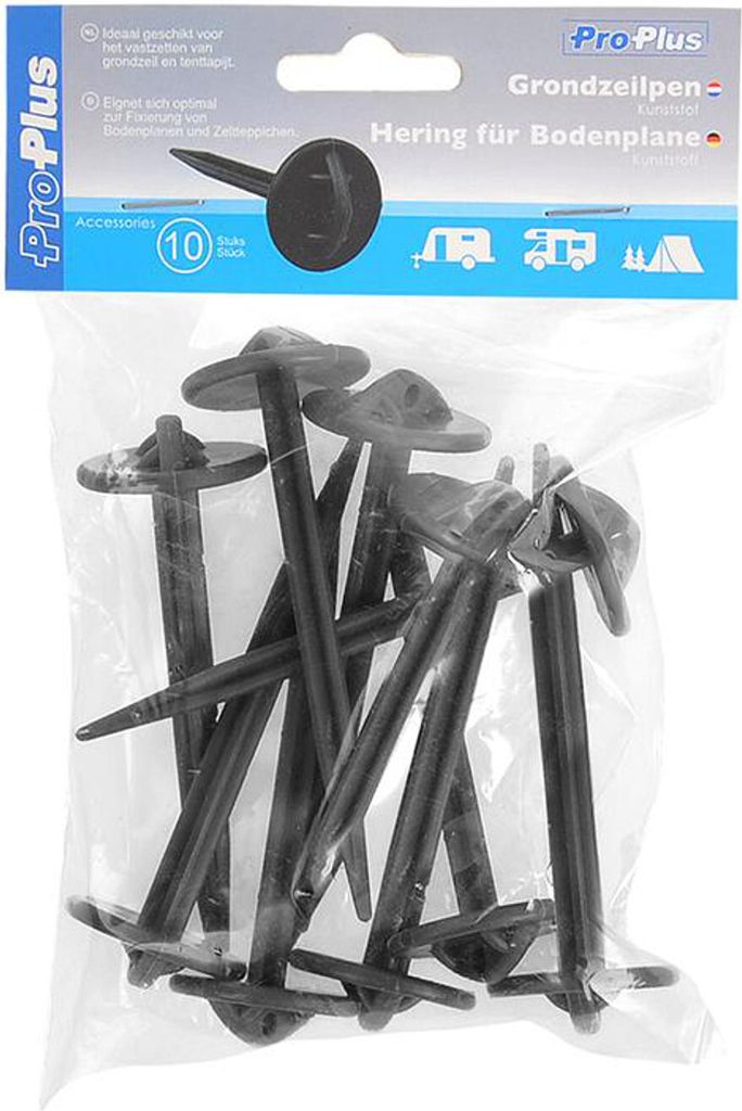 10x Heringe Kunststoff 9cm für Bodenplane Zeltteppich Produktbild 