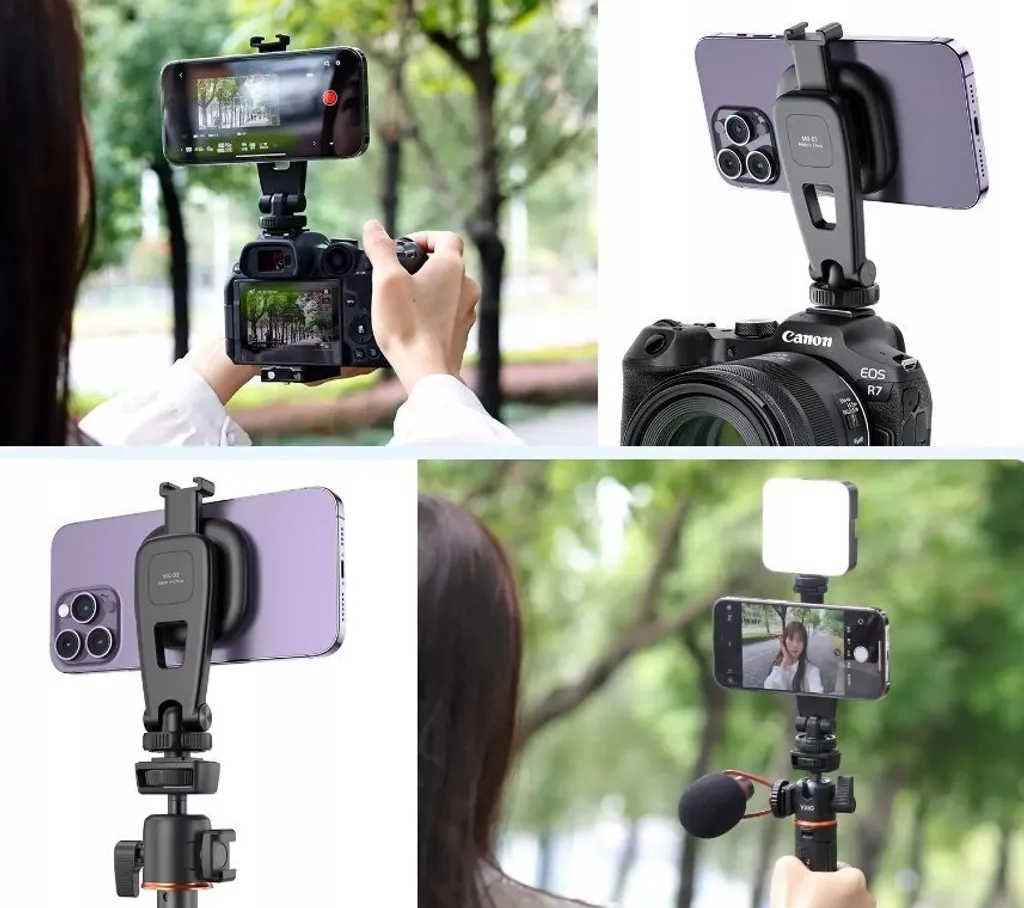 Support trépied MagSafe iPhone pour vlogging avec double griffe flash - 6