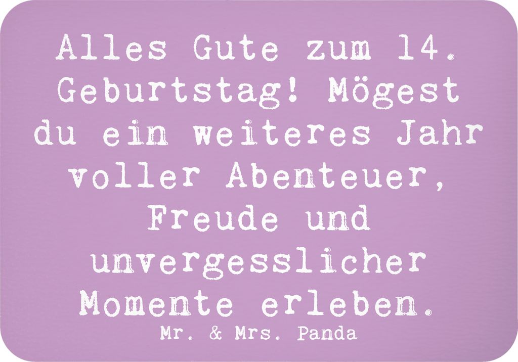 Mr. & Mrs. Panda magnet Spruch 14. Geburtstag - Lavendeltraum - Geschenk, Happy Birthday, Geschenkidee, Notizhalter, Geburtstagsgeschenk, haftmagne...