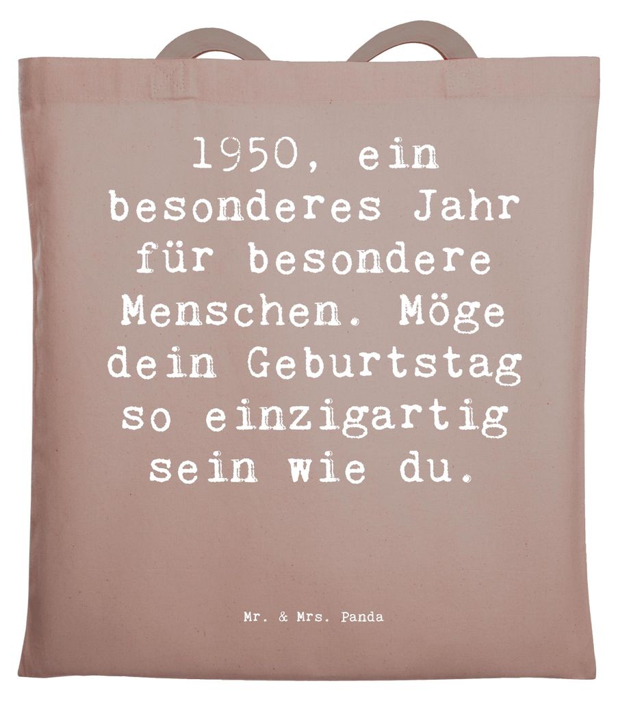Mr. & Mrs. Panda Shopping Tasche Spruch 1950 Geburtstag - Braun Pastell - Geschenk, einzigartig, Laptoptasche, Alter, totebag, Jutebeutel, Tote Bag...