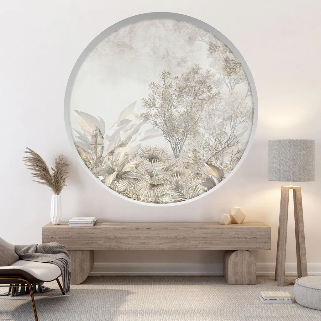 Décoration Murale Arche Adhésive Tropicale - Papier Peint Rond 130 cm