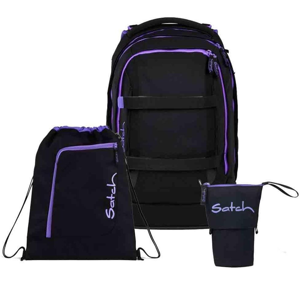 Satch Pack Purple Phantom Schulrucksack Set 3tlg.