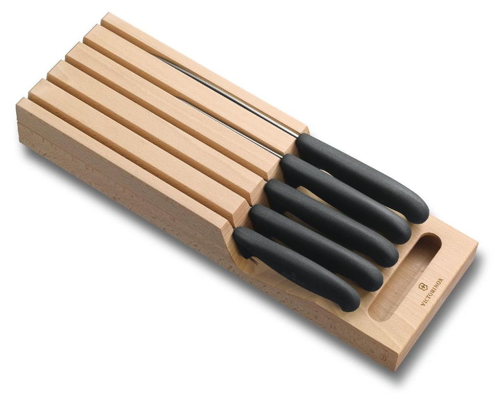 Victorinox Fibrox Schubladen-Messerhalter, 5-teilig, aus Buchenholz