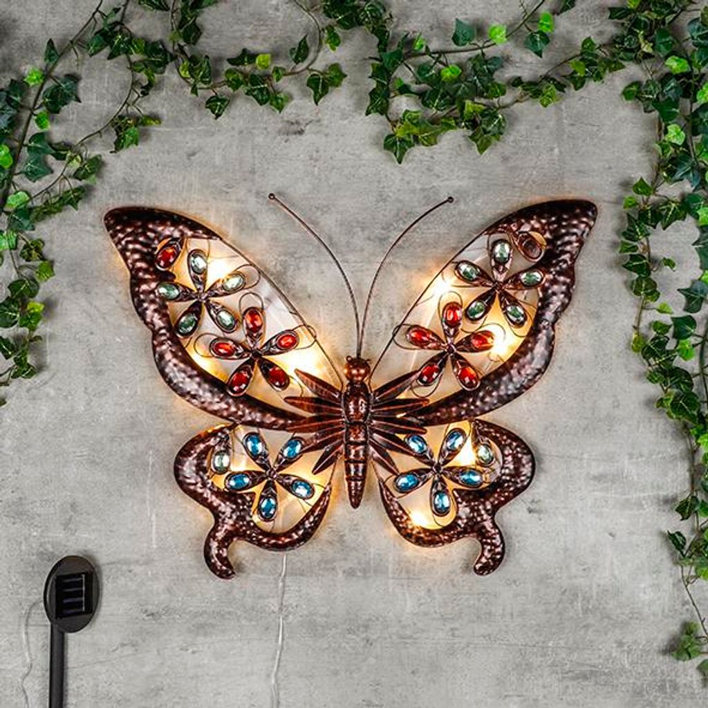 HI Garten-Wandleuchte LED Solar Juwelen-Schmetterling Produktbild 