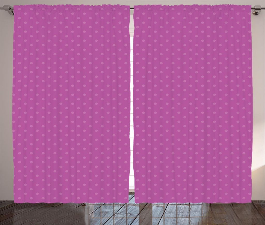 ABAKUHAUS Retro Rustikaler Vorhang, Nostalgische Spots Polka, Wohnzimmer Universalband Gardinen mit Schlaufen und Haken, 280 x 245 cm, Violett Lila