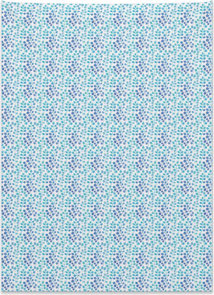 Abakuhaus Blume Wandteppich, Knospen-Niederlassungen blaue Töne aus Weiches Mikrofaser Stoff Kein Verblassen Klare Farben Waschbar, 110 x 150 cm, ...