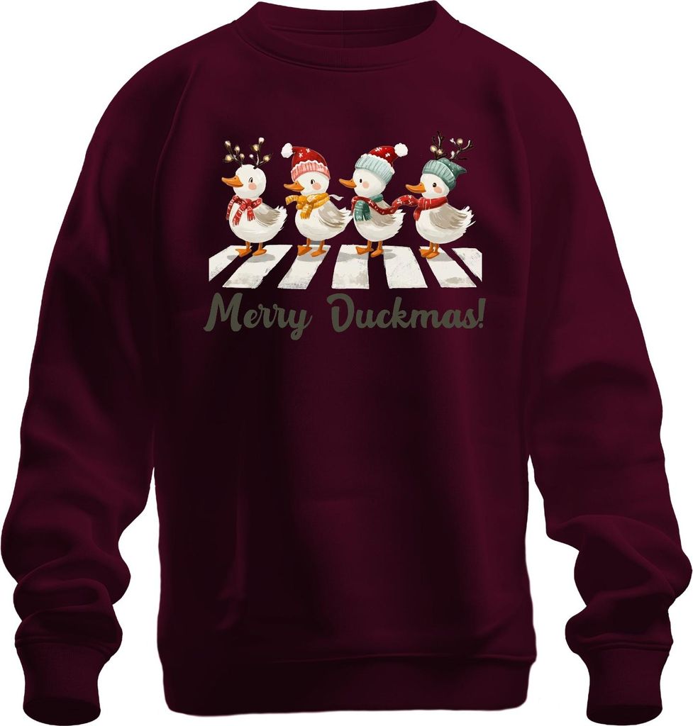 Merry Duckmas Zebrastreifen Entenmarsch - Weihnachten Xmas Christmas Uni Pullover, Burgundy, XXL
