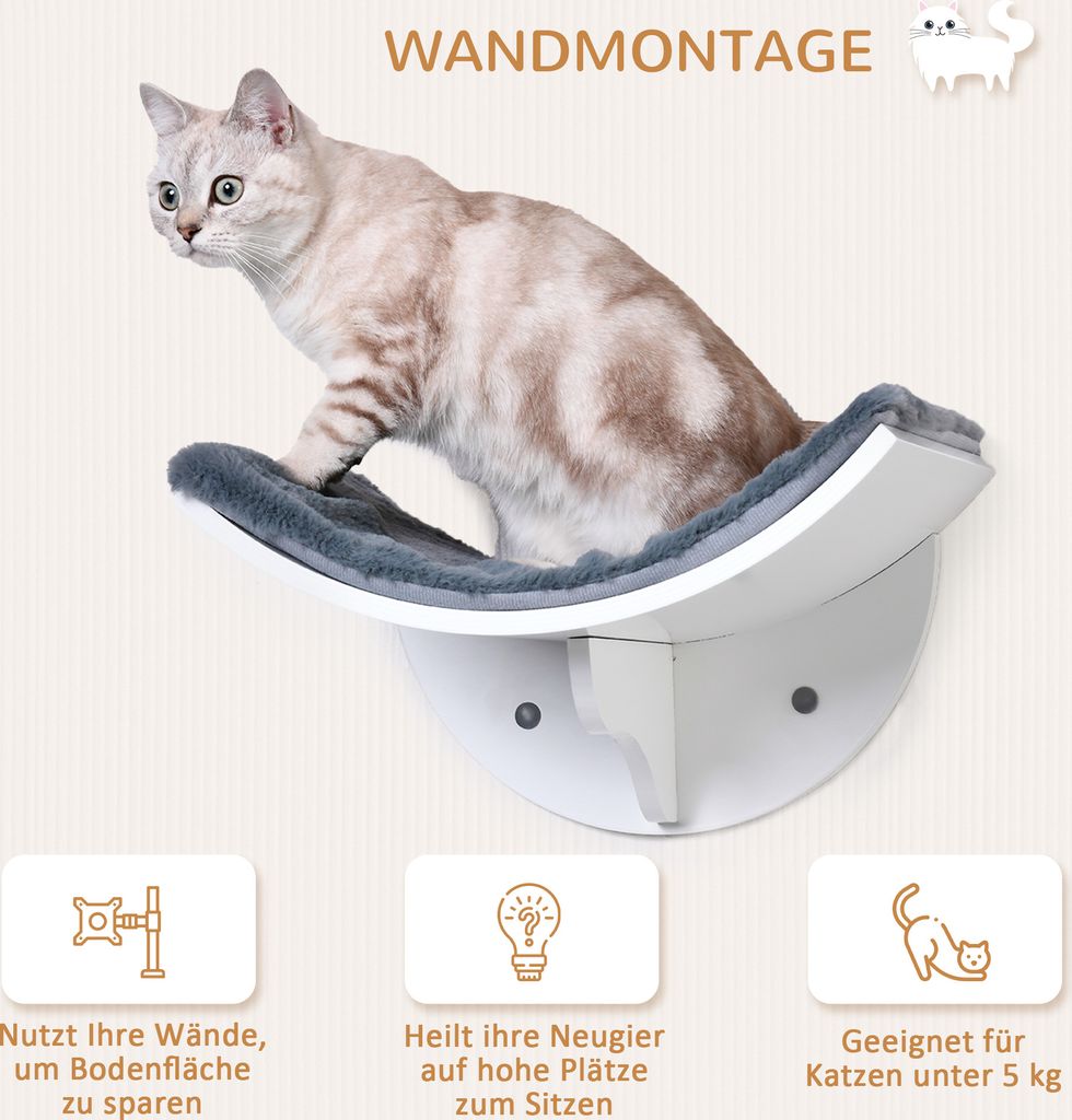 PawHut Katzenliege Katzen Wandliege Katzenbett Katzenregal Produktbild 4