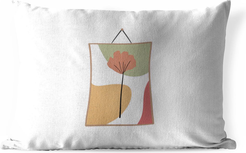 MuchoWow Outdoor Kissen - Blatt - Rahmen - Pastell - 50x30 cm - Wetterfest - Lounge Kissen - Sofa kissen - Wohnzimmer Dekoration