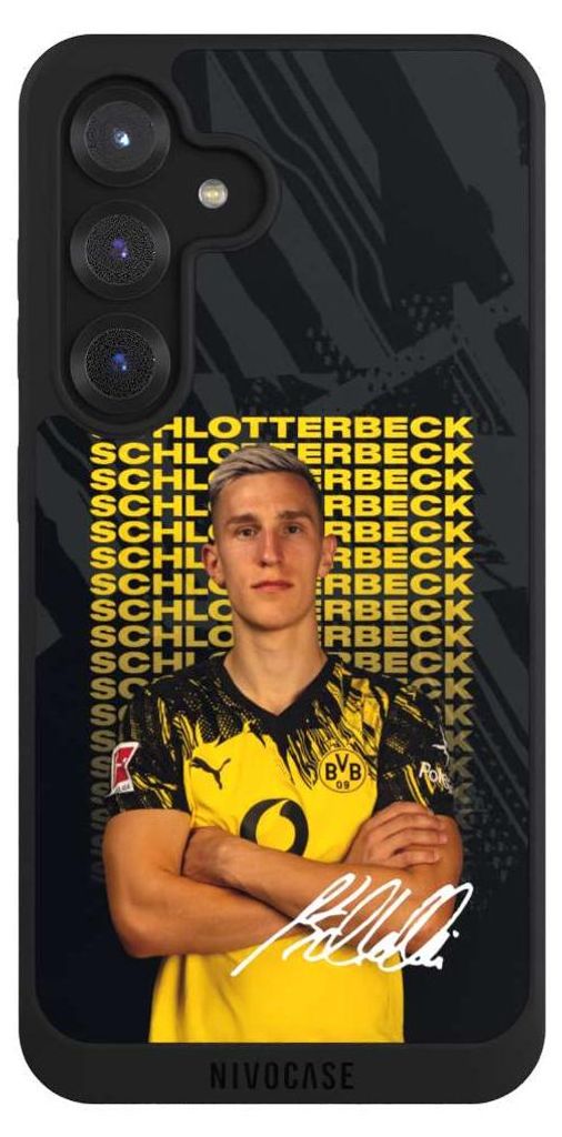 NIVOCASE Handyhülle für Samsung Galaxy S25 Hülle NIVOpure Case Schwarz BVB Borussia Dortmund Nico Schlotterbeck