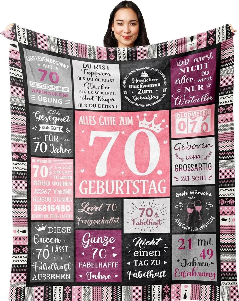 Couverture Micro-Flanelle 70 Ans Femme Plaid Moelleux Grand Format Rose