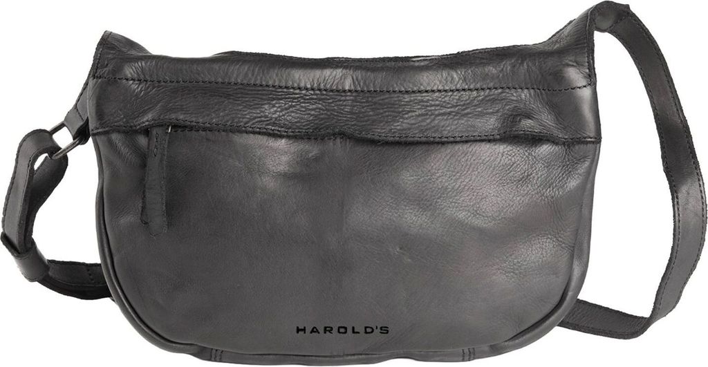 HAROLD'S Leder Umhängetasche Submarine Shoulderbag Zip Black schwarz
