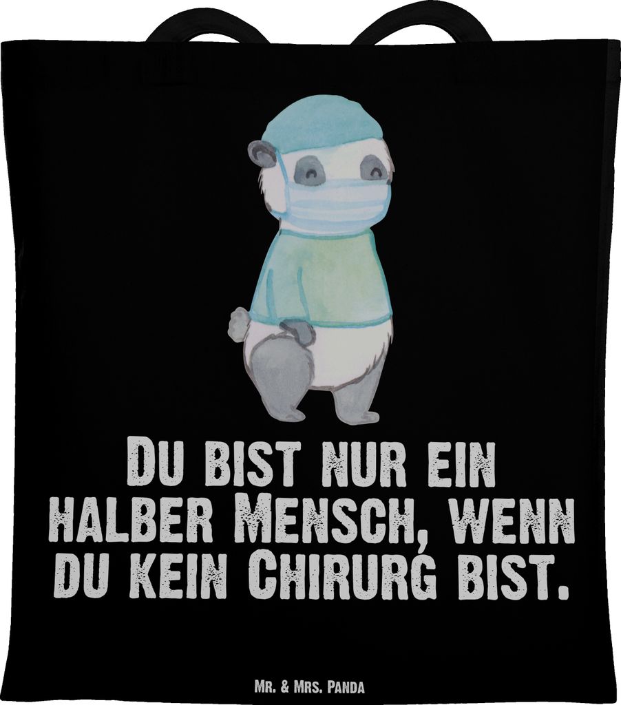Mr. & Mrs. Panda Tote Bag Chirurg Herz - Schwarz - Geschenk, Notfallchirurg, Jutebeutel, Arzt, Einkaufstasche, Laptoptasche, Spruch, Schultasche, S...