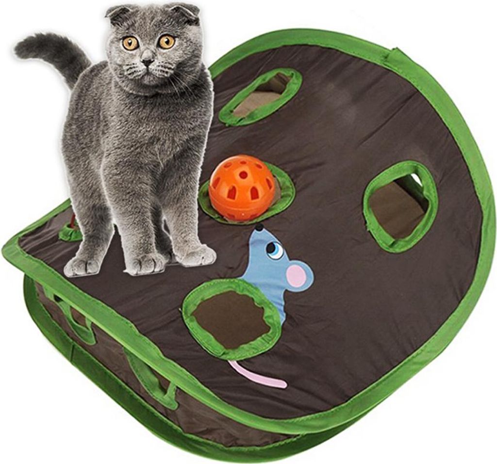 Verstecken und suchen Maus Katze Spielzeug 9 Löcher Interaktive Haustier Katze Teaser Trainning mit Bell Ball Folding Creative