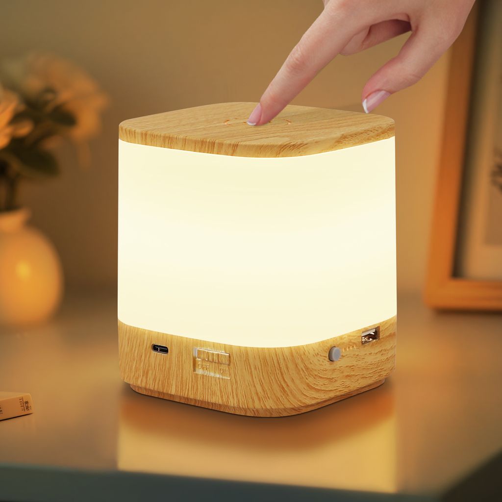 ZMH Nachtlicht Touch Dimmbar LED Akku Tischlampe Kabellos1800mAH USB Aufladbar Nachttischlampe mit 3 Farbtemperaturen Timing Funktion