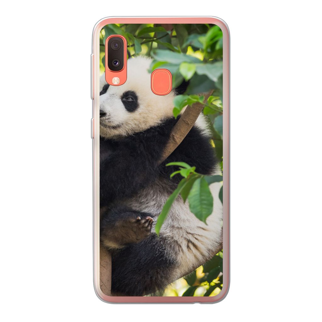 MuchoWow Handyhülle Schutzhülle Hülle für Samsung Galaxy A20e Panda - Tier - Baum Silikon Softcase Handy Hülle - Abdeckung
