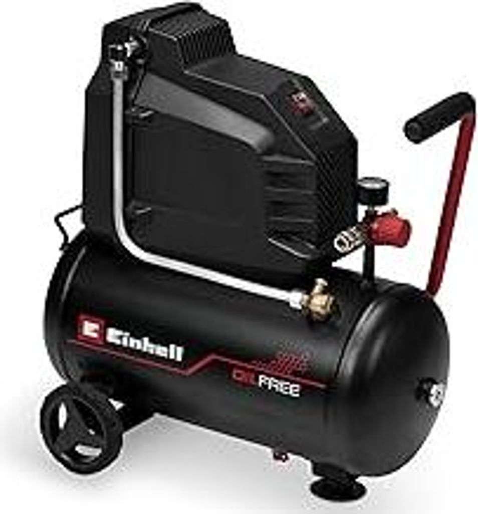 Einhell Kompressor TC-AC 190/24/8 I OF (1100 Watt, max. 8 bar, 24-Liter-Tank, 190 l/min Ansaugleistung, ölfrei, wartungsarm, Manometer, Druckminde...